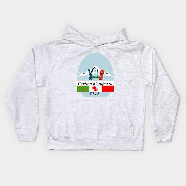 Cortina d'Ampezzo, Italy Kids Hoodie by Papilio Art